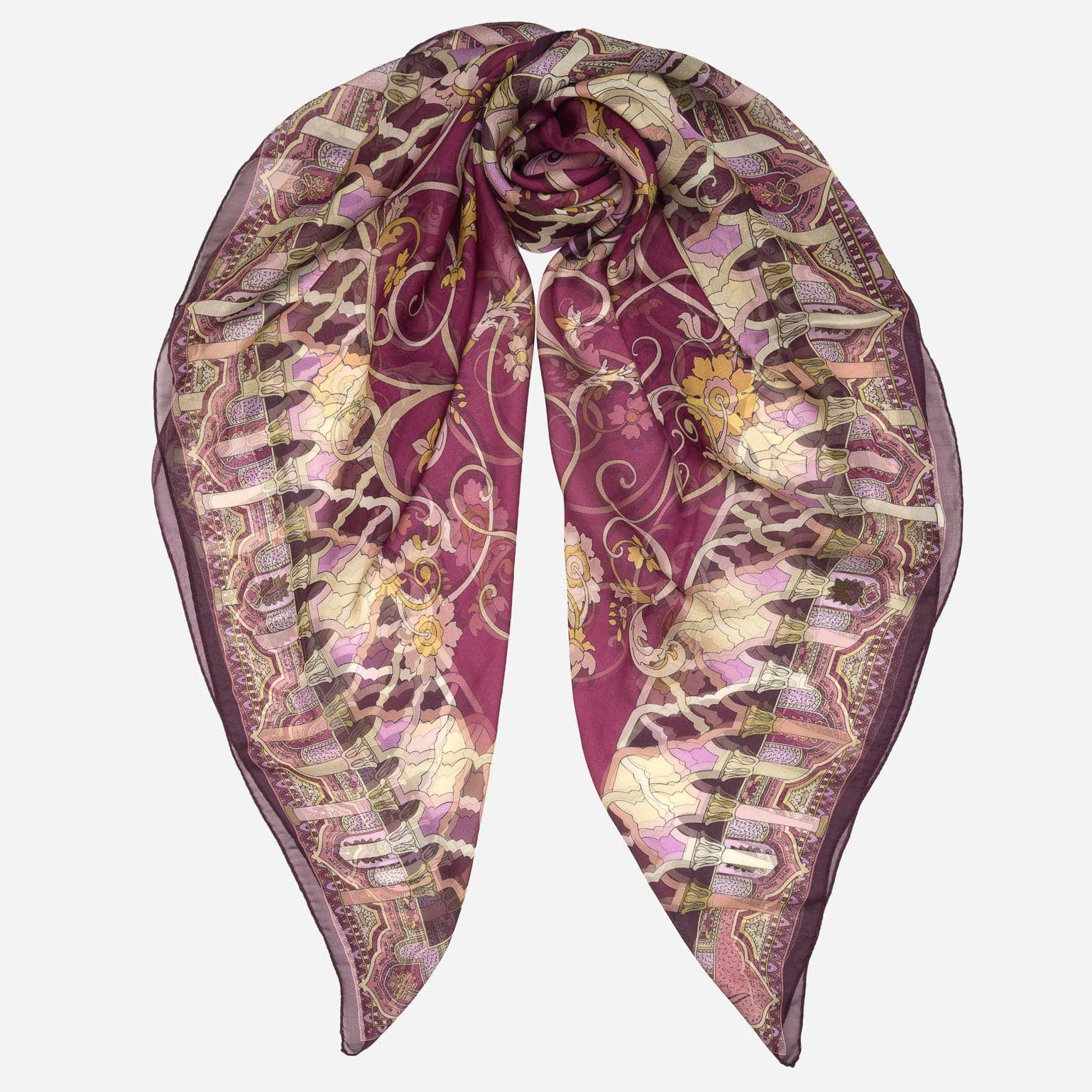 Elizabetta Made in Italy USA - Wholesale Scarf - Women's - Natalia - Silk Scarf Shawl - Raspberry1