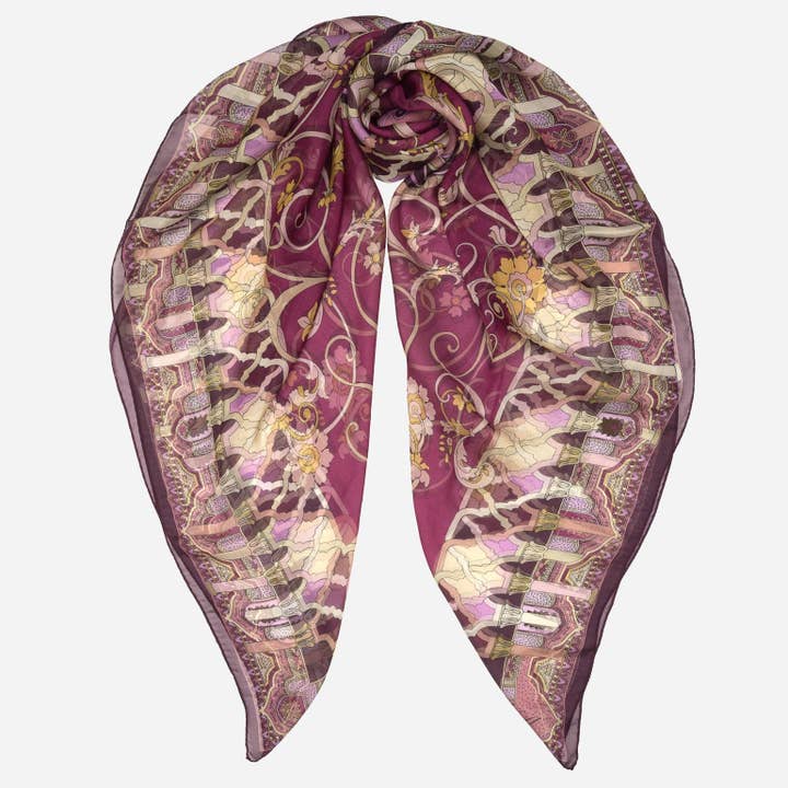 Elizabetta Made in Italy USA - Wholesale Scarf – Women's - Natalia - Silk Scarf Shawl - Raspberry1