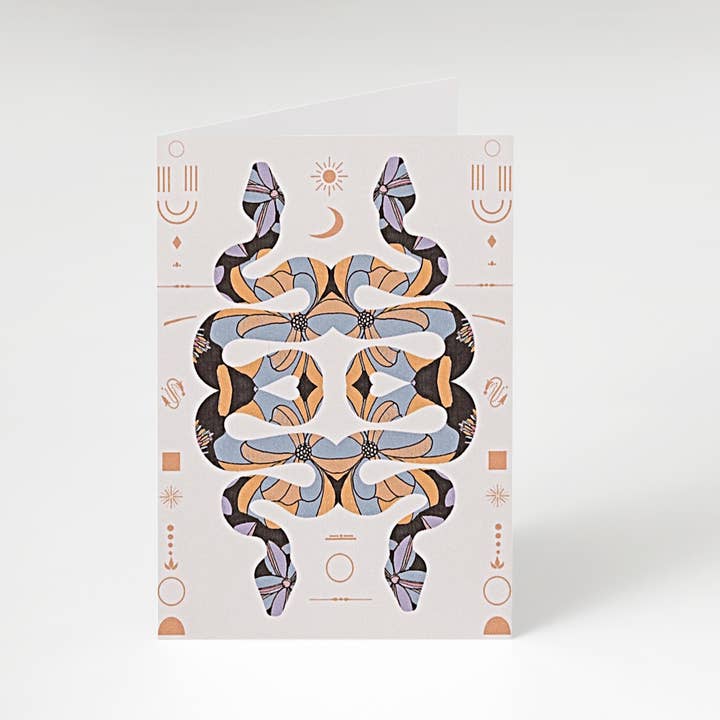 Double Snakes A6 Greeting Card for wholesale by Kelsey Flones Design
