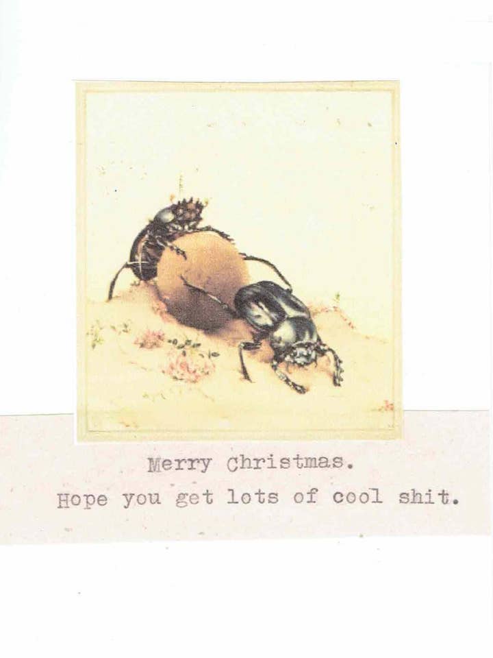 Dung Beetle Funny Holiday Card Funny Christmas Card for wholesale by BlueSpecsStudio