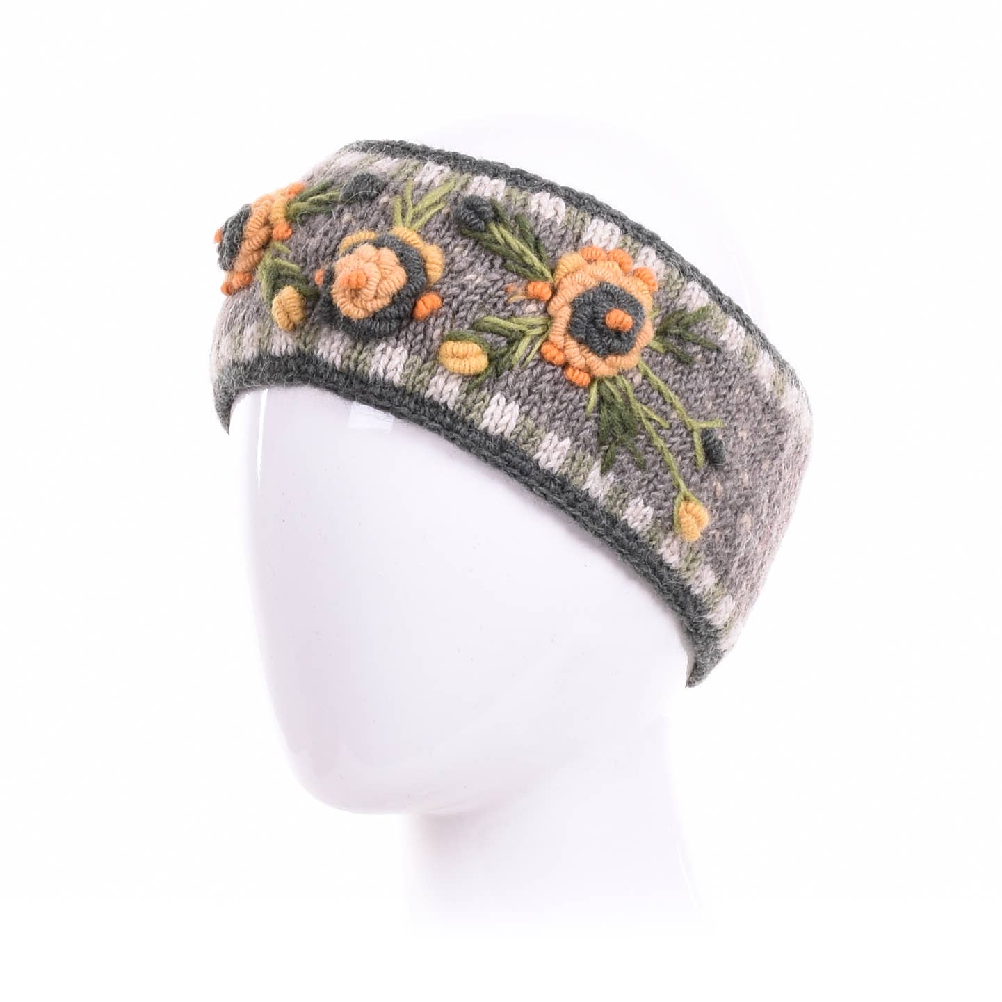 Lost Horizons Knitwear – Ships from USA - Wholesale Fashion Headband - Women's - Aubrey Headband - Hand Knit Wool Floral Embroidery3