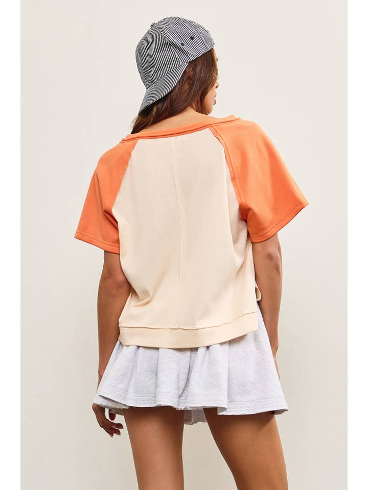 Mustard Seed - Wholesale Knit Top - Women's - SIDE SLIT COLOR BLOCK RAGLAN TOP