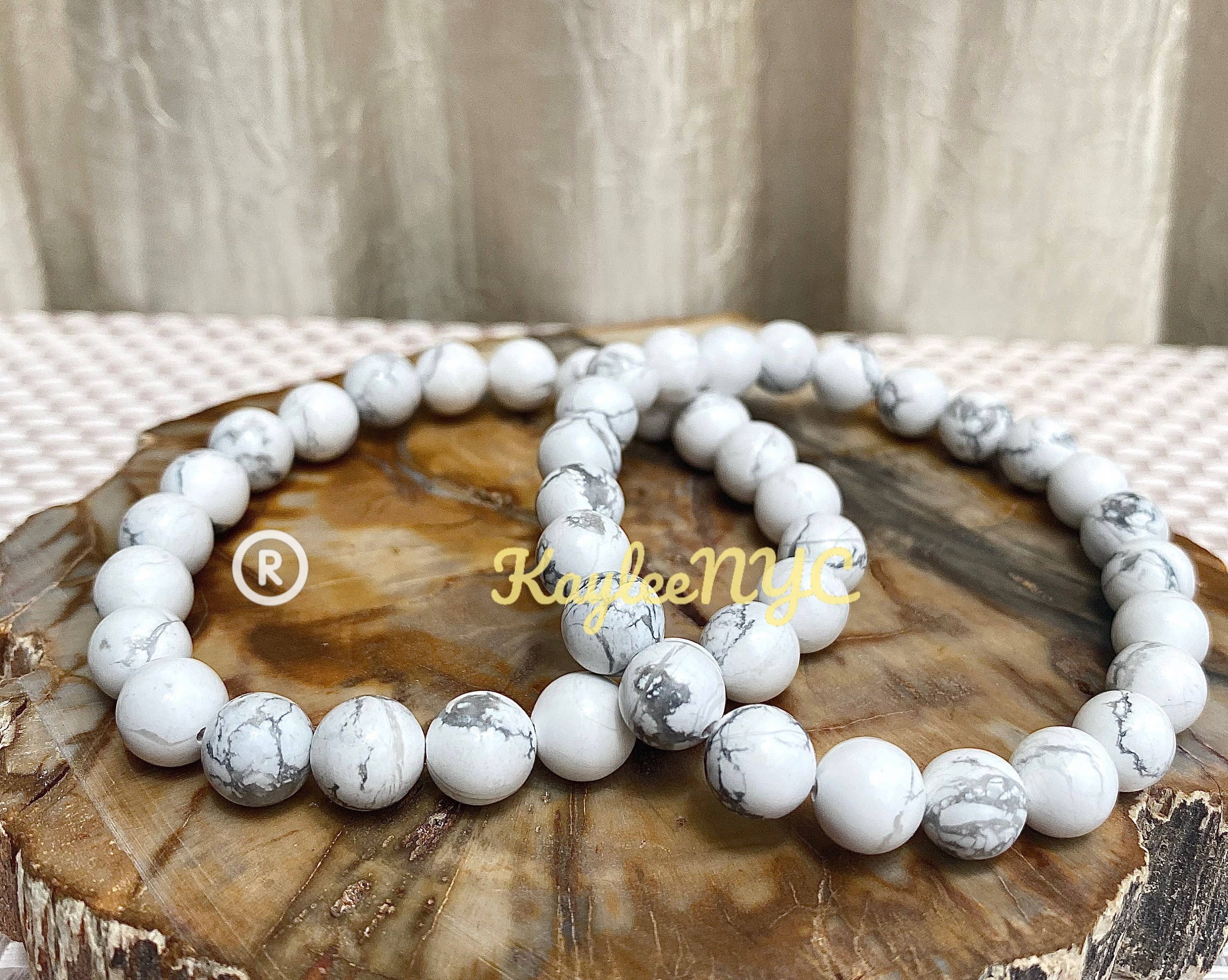KayleeNYC - Wholesale Beaded Bracelet - Natural Howlite 8mm 7.5” Crystal Stretch Bracelet1