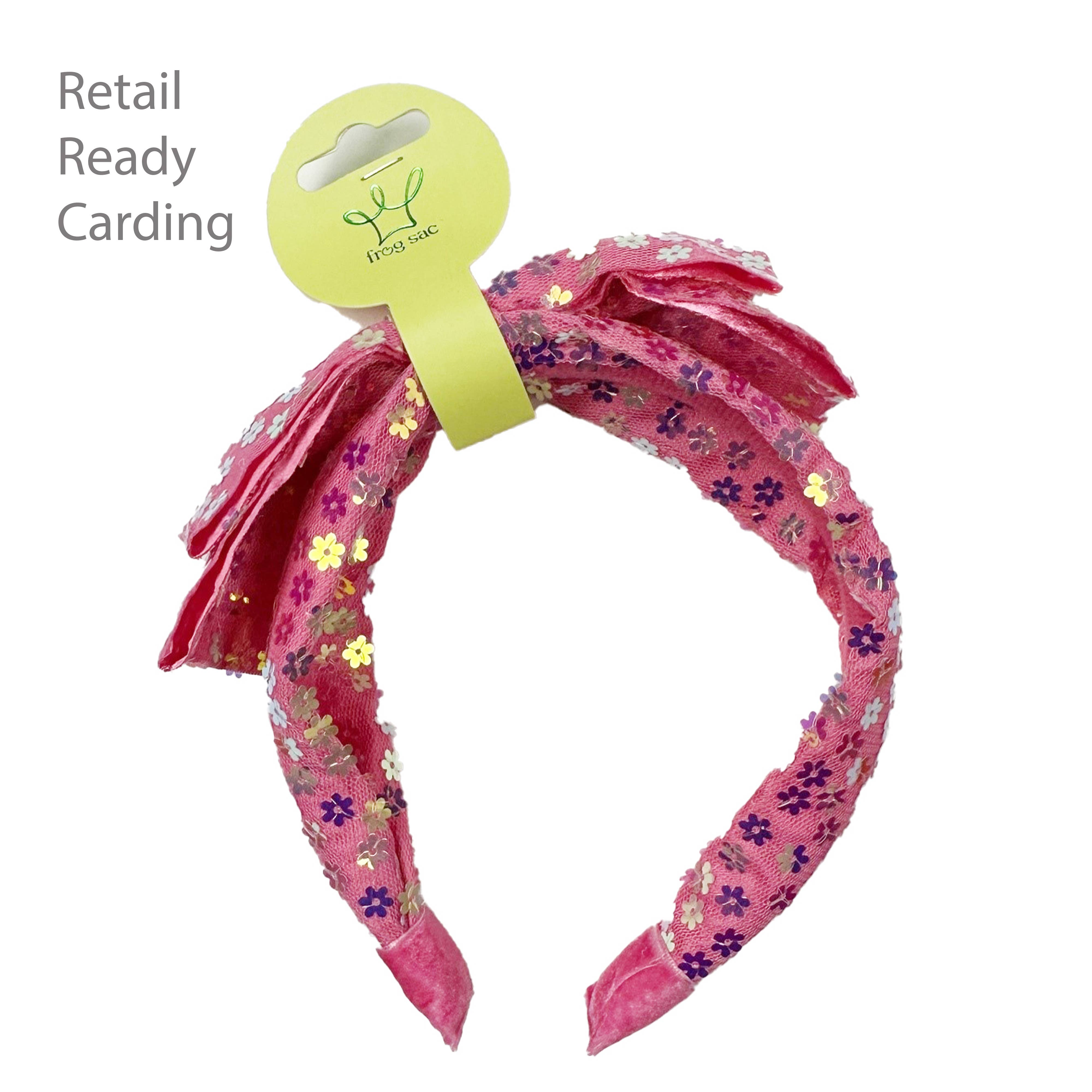 Frog Sac - Vente Serre-tête – enfant - Bandeau à gros nœud - Paillettes à double couche10