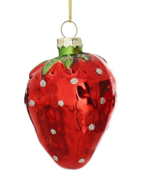 McGowan & Rutherford Ltd – wholesale Ornament – Strawberry Decorative Glass Hanging Ornament0