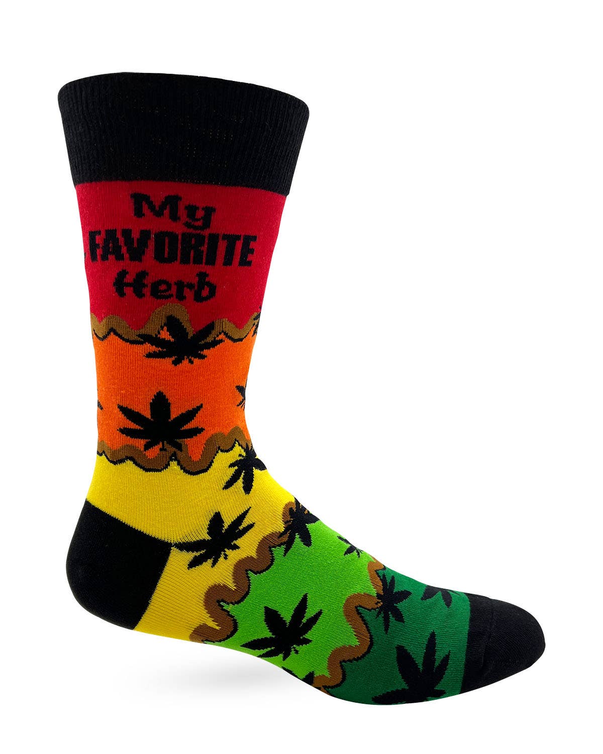 Fabdaz - Vente Chaussettes – homme - Chaussettes fantaisie pour homme « My Favorite Herb » avec feuilles de marijuana1