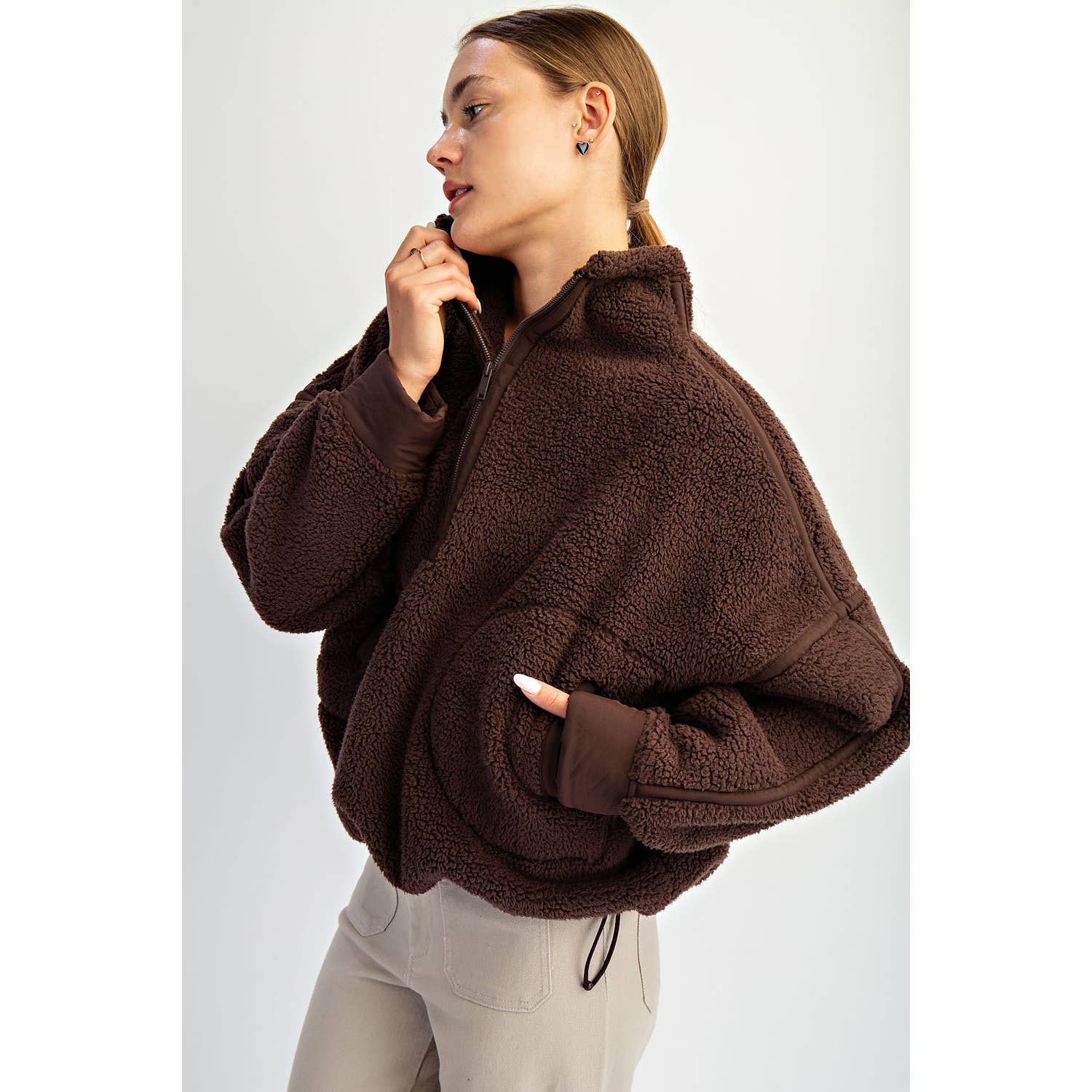 Rae Mode - Wholesale Jacket - Women's - SHERPA MOCK NECK QUARTER ZIP JACKET15