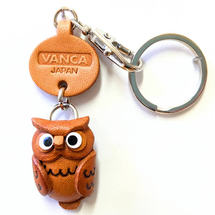 Porte-clés en cuir hibou animal fait main accessoire de sac. pour la vente par VANCA CRAFT
