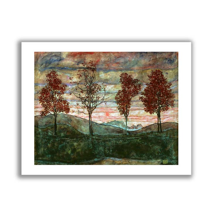 Go To Design - Wholesale Art Print - Fine art print Four Trees by Schiele unframed wall art0
