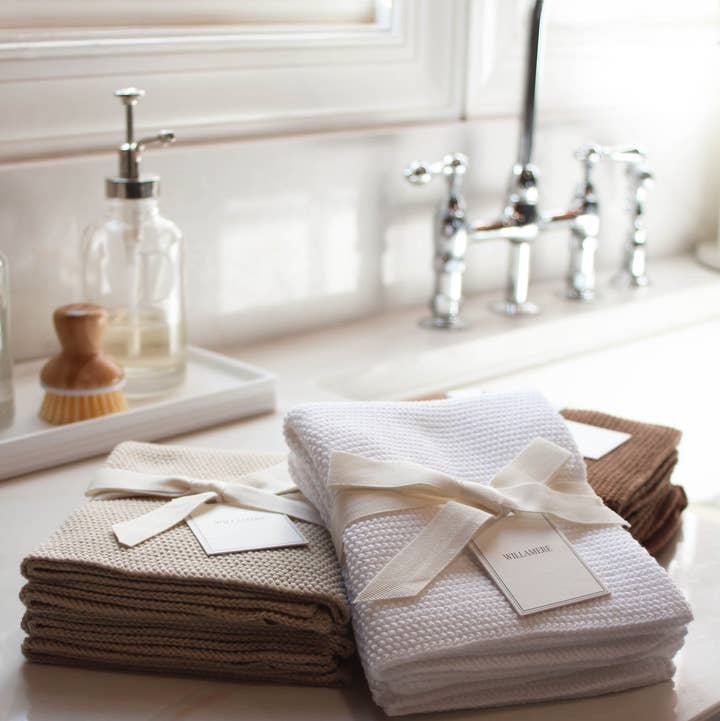 Willamere - Wholesale Tea Towel - Sorrento Cotton Knit Kitchen Towel Set White1