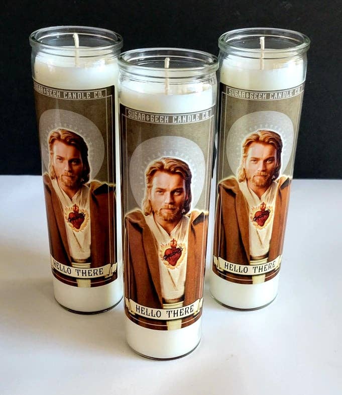 Sugar & Geek Candle Co. - Wholesale Votive Candle - Celebrity Prayer altar candle- Saint Obi wan1