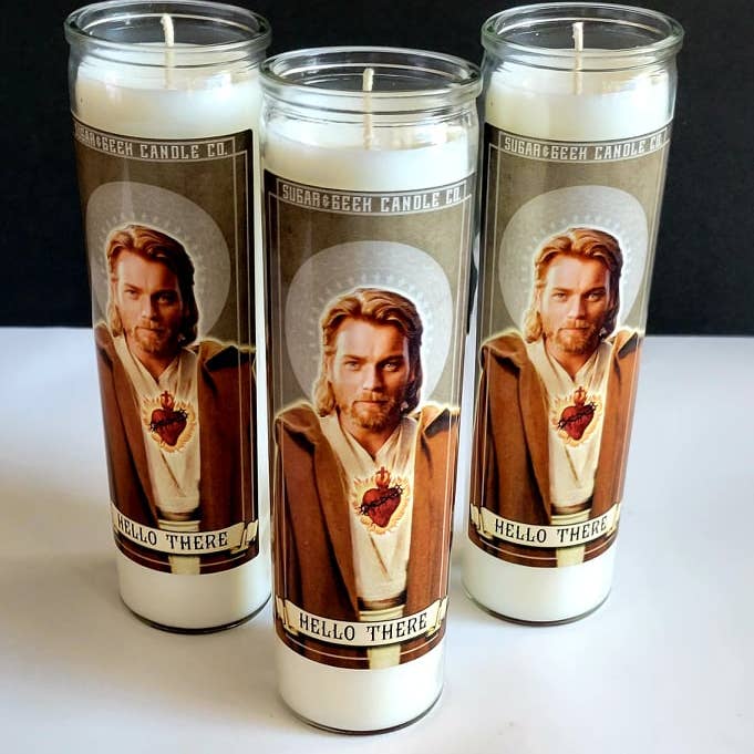 Sugar & Geek Candle Co. - Wholesale Votive Candle - Celebrity Prayer altar candle- Saint Obi wan1