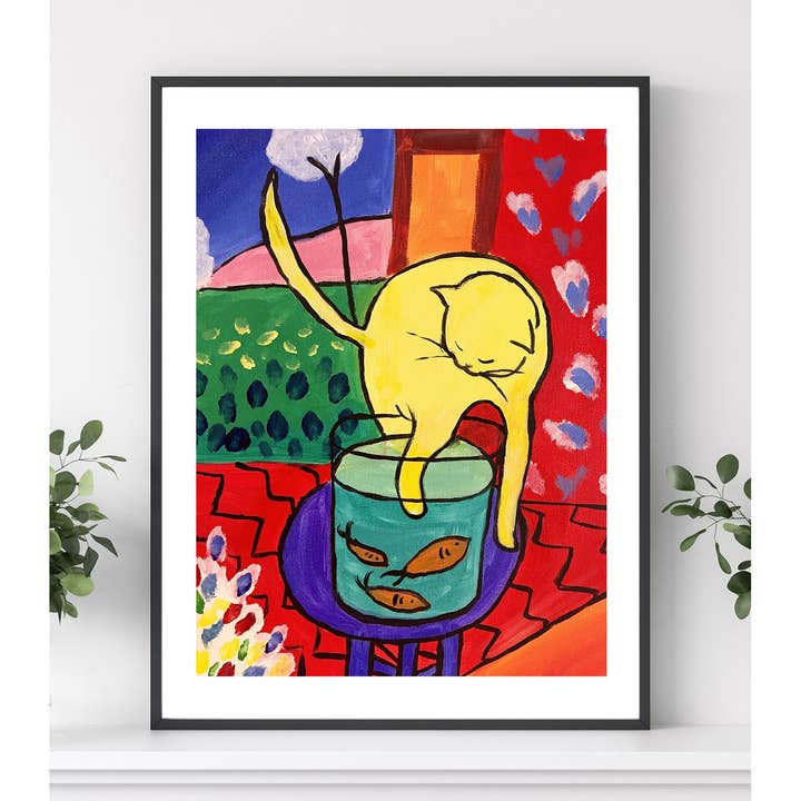 Go To Design - Wholesale Art Print - Fine art print Cat with Goldfish - Matisse unframed wall art5