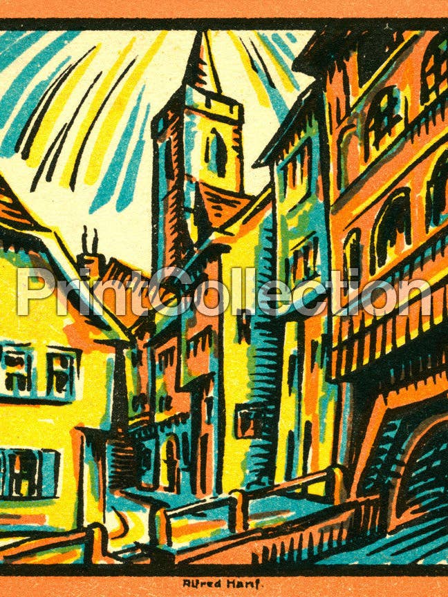 Kramerbrucke Erfurt Art Print, 25 Pf for wholesale by Print Collection