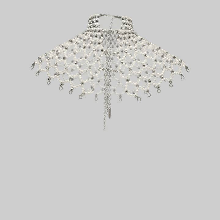 OBJECT & DAWN - Wholesale Beaded/Pearl Necklace - Freja Cape in Pearl - 2 Variants12