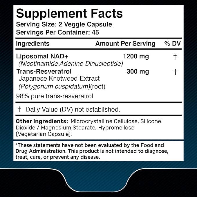 Health & Wellness Associates Inc. - Wholesale Oral Supplement/Vitamin - Liposomal NAD Capsules  + Resveratrol 1500mg - 90 Capsules1