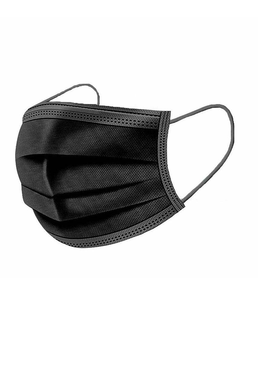EcoQuality - Wholesale Protective Face Mask/Shield - 3 - PLY 3 - PLY Black Disposable Face Masks with Soft Ear0