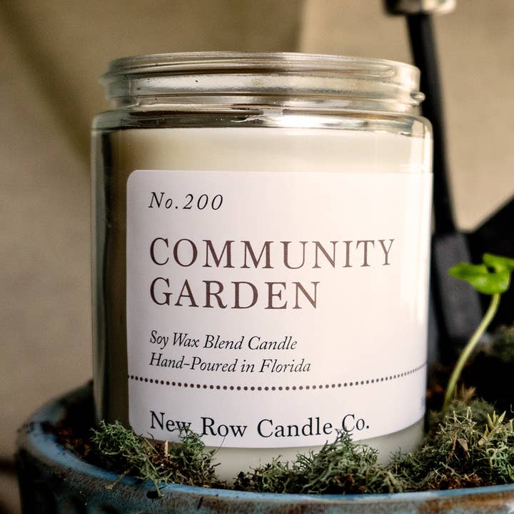 Community Garden Wood Wick Farmhouse Candle for wholesale by New Row Candle Co.