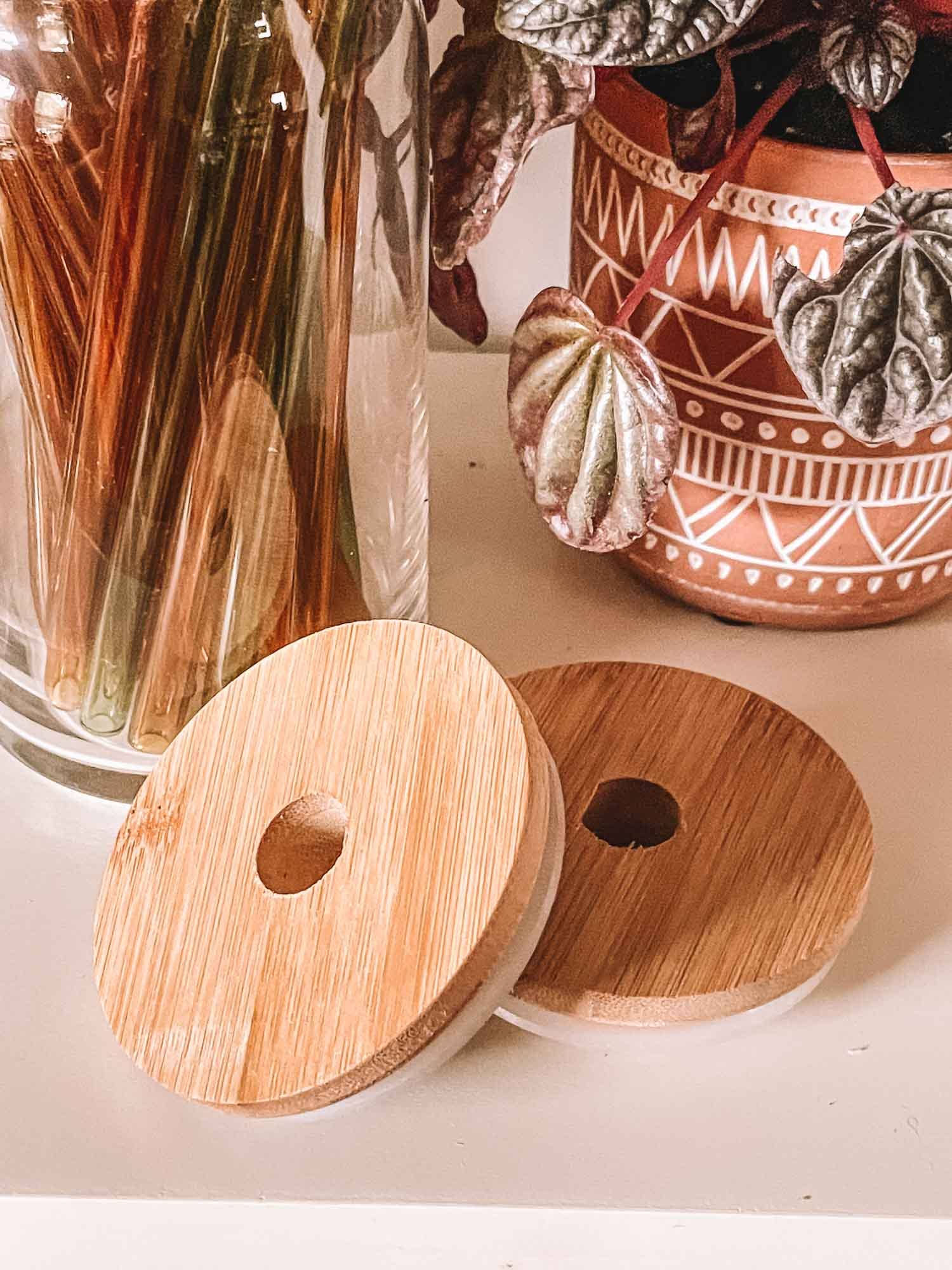 Cheerware – Engroshandel Drikkelåg – Bambus låg til dåse formet glas0