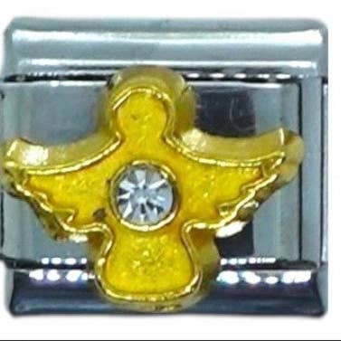 Golden Angel with Crystal Italian Charm for wholesale by cutandcropped