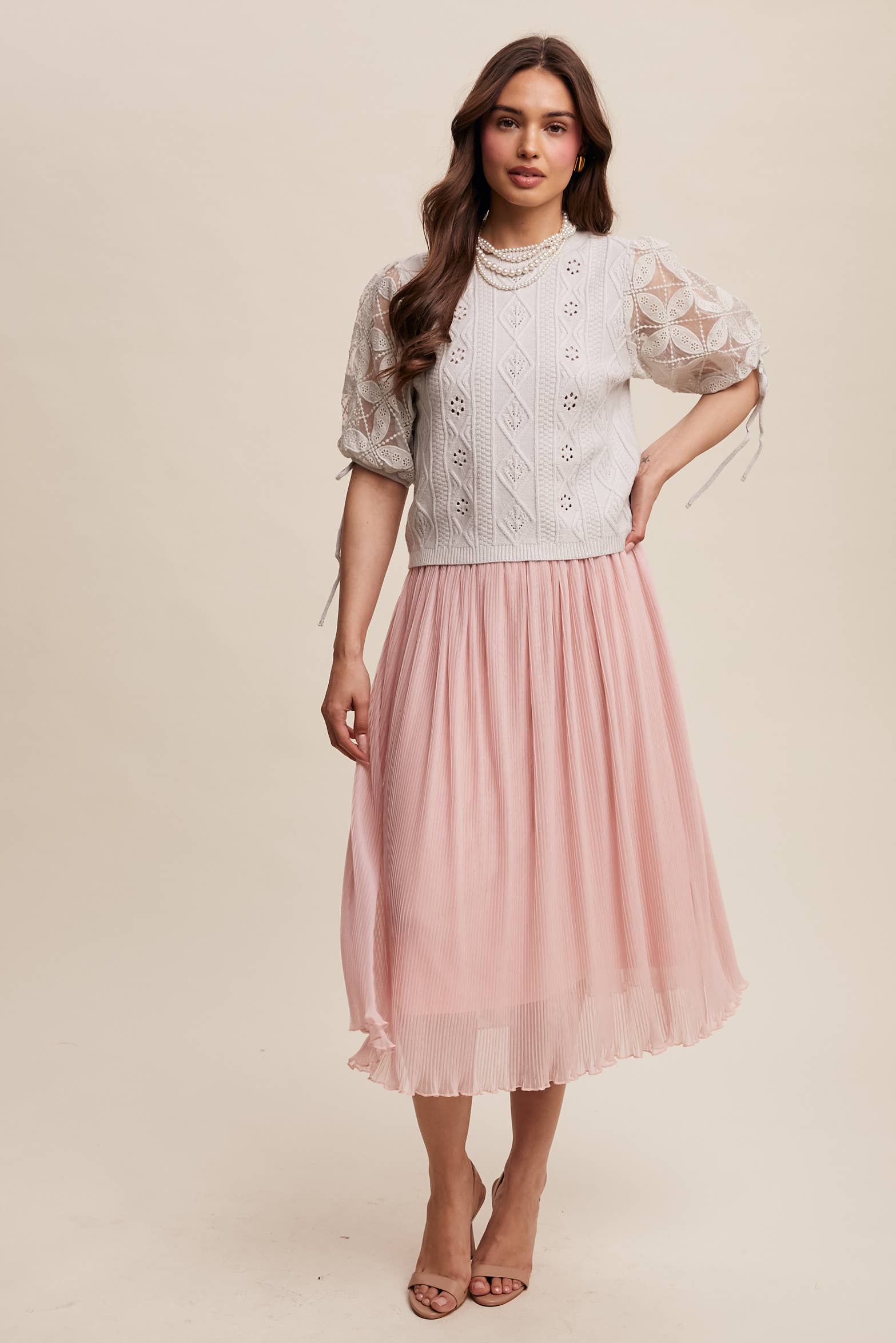 Listicle – Pulôver - Mulher por atacado – Top de Malha com Mangas Bufantes e Ilhós49