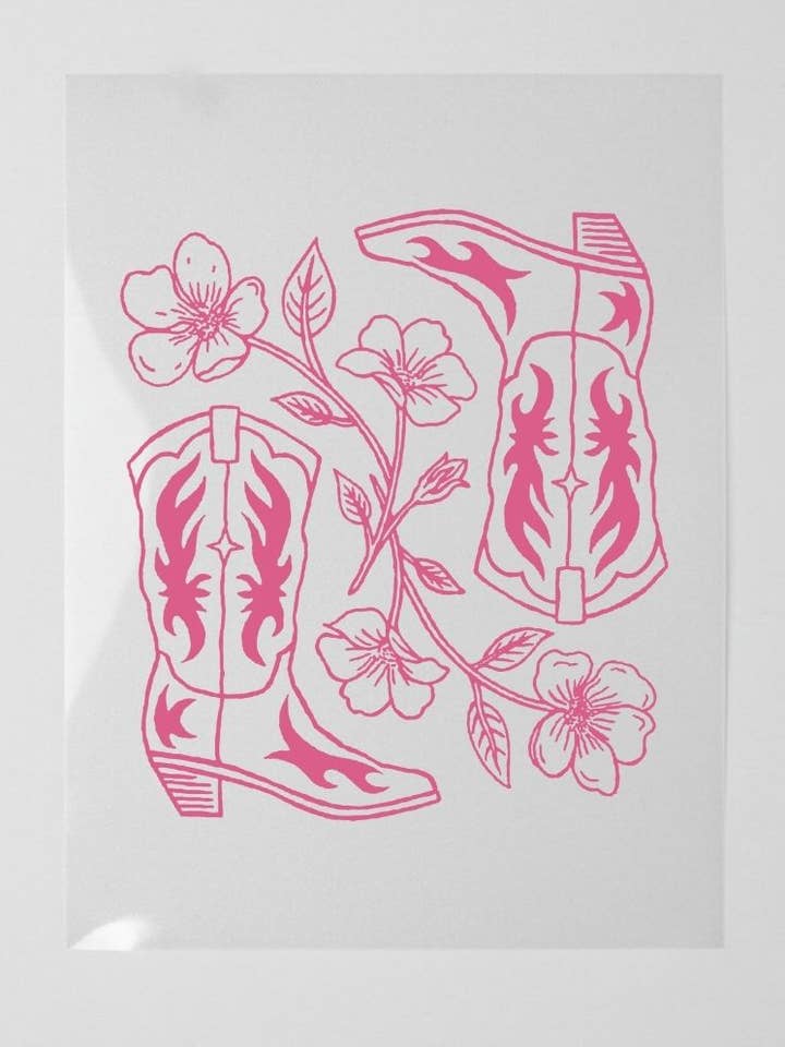 T-Shirt DTF Heat Transfer | Cowgirl Pink Boots for wholesale by Amerikan Basics