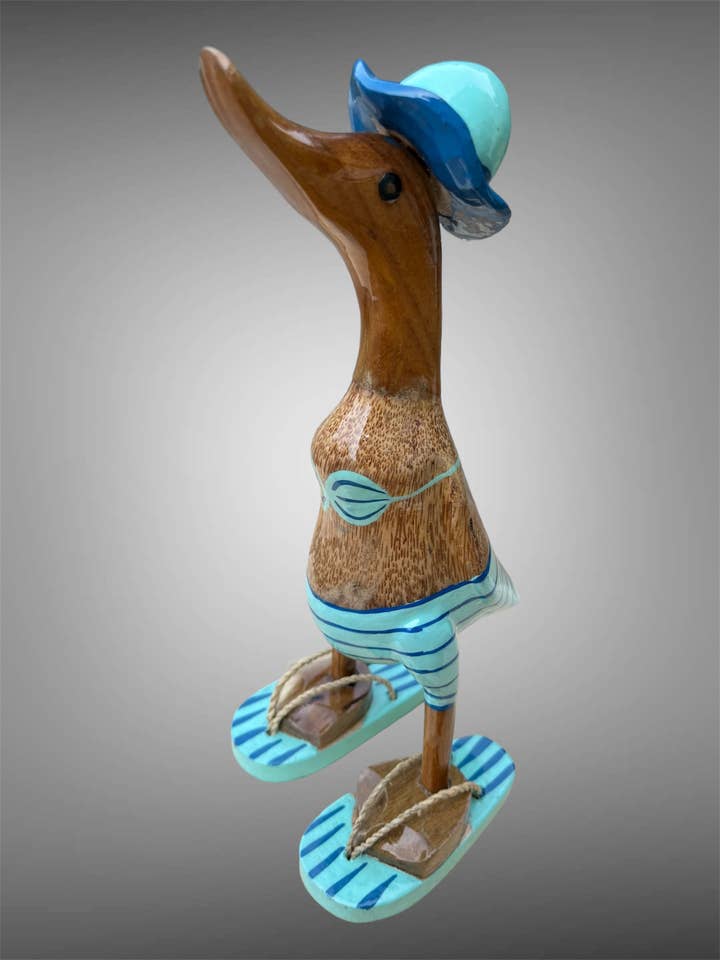 Bamboo bikini duck - 25 cm from Bali - turquoise for wholesale by Batik Indah