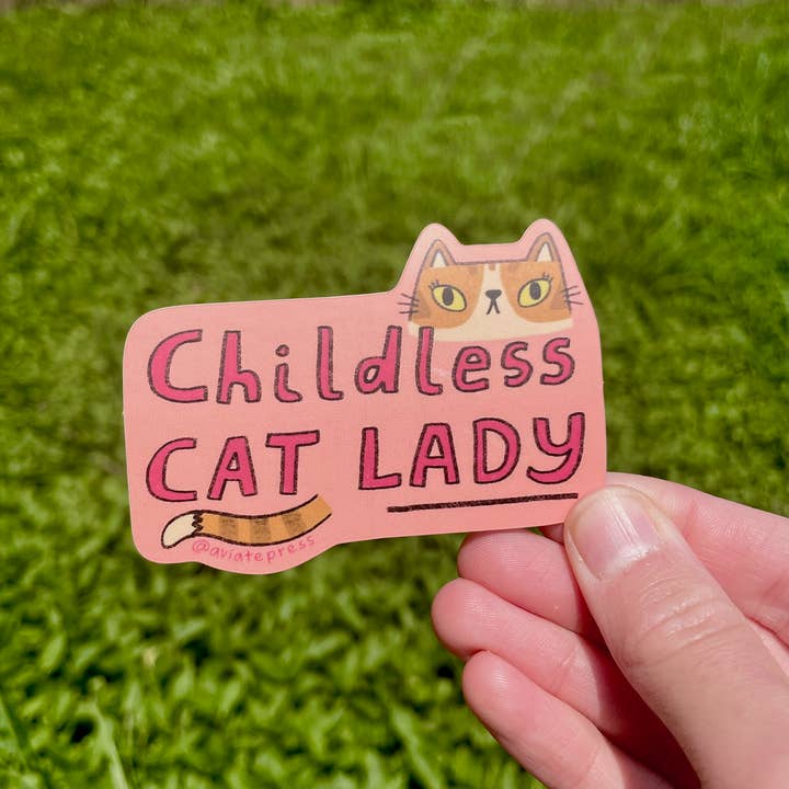 Aviate Press - Wholesale Sticker - Liberal Childless Cat Lady Decorative Vinyl Sticker2