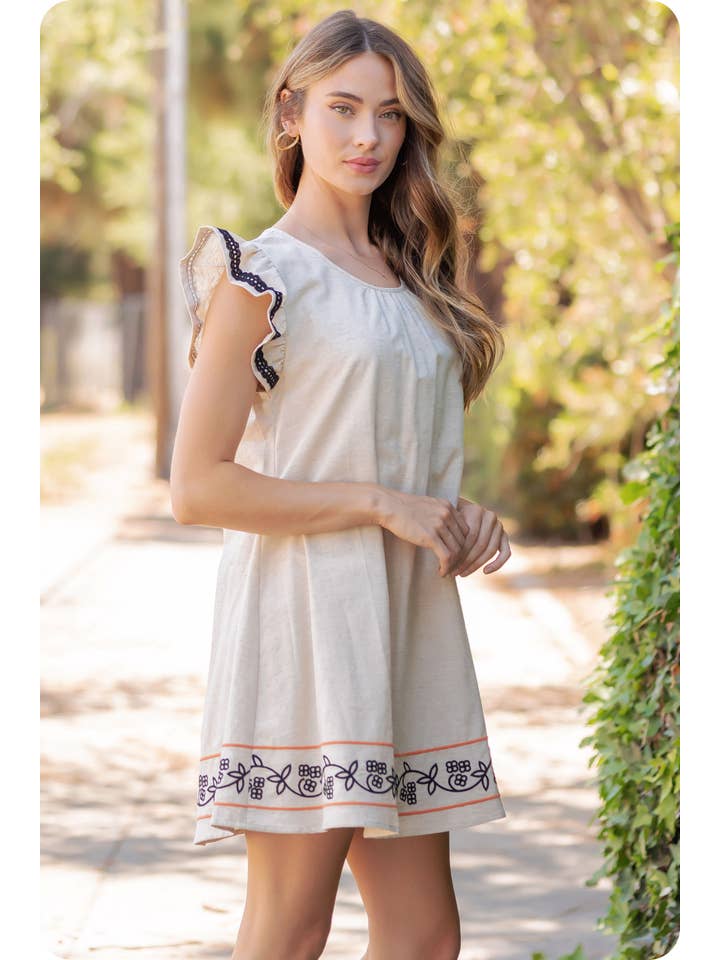 Strut & Bolt – Vestido - Mulher por atacado – Mini vestido bordado de manga flutter1