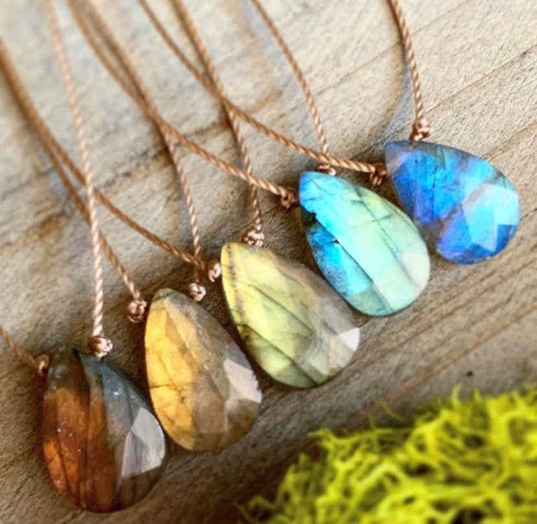 Merelani Designs - Wholesale Pendant/Charm Necklace - Labradorite Faceted Teardrop Necklace0