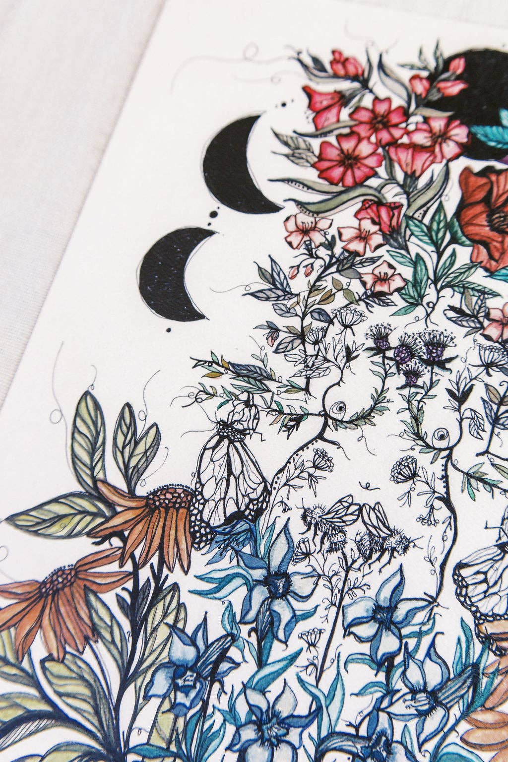 Marcy Ellis – Großhandel Kunstdruck – Erwachen, Feminine Botanische Kunst Druck, Wanddekoration1