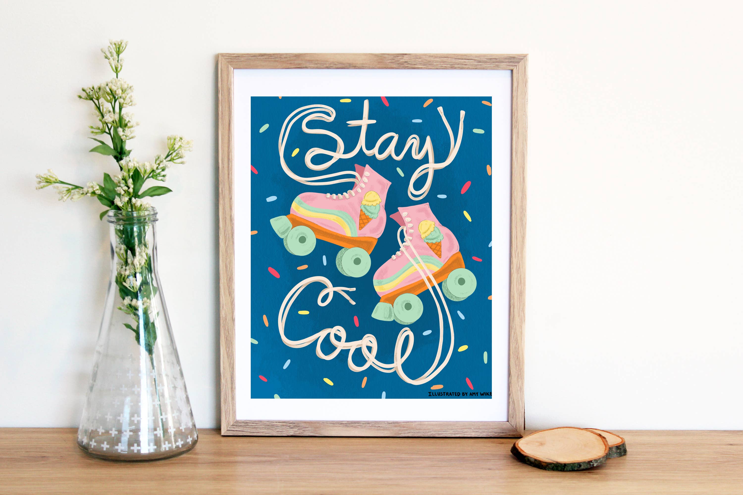 Amy Wike Illustration - Wholesale Art Print - Stay Cool Roller Skates Art Print1