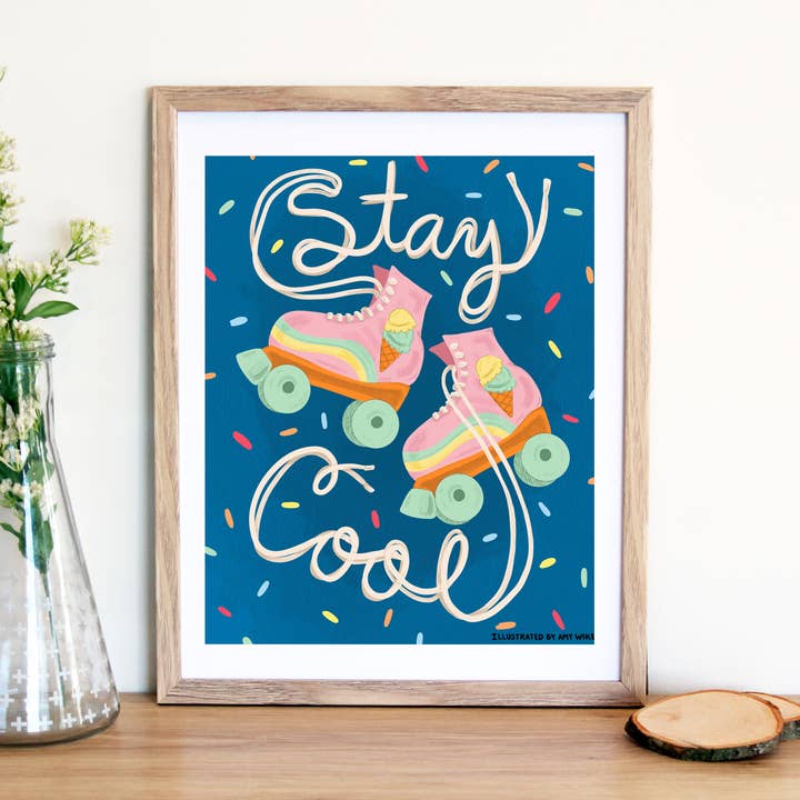 Amy Wike Illustration - Wholesale Art Print - Stay Cool Roller Skates Art Print1