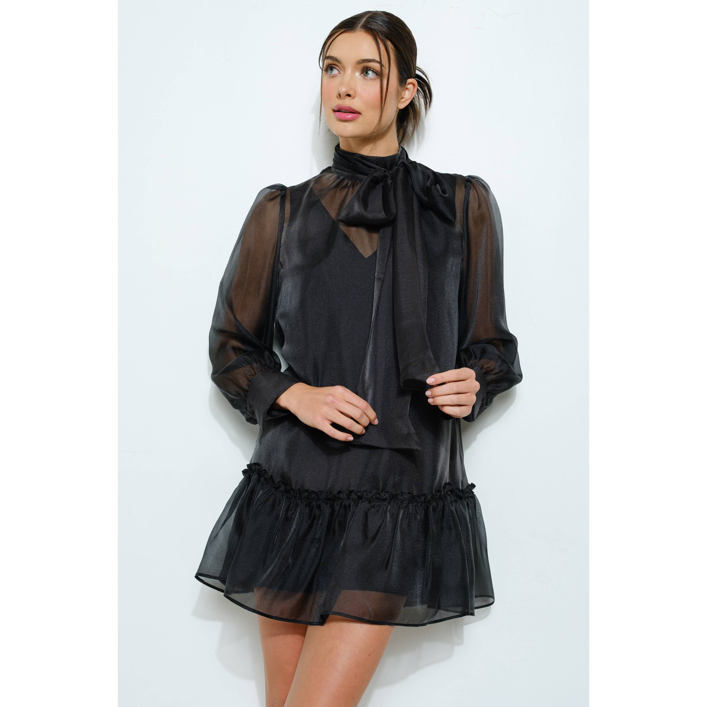 INA – Vestido - Mulher por atacado – Vestido Mini de Chiffon Pastel com Laço Transparente22