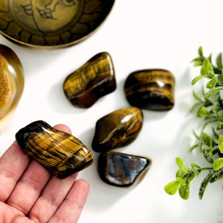 Crystal Tiger Eye Tumbled Stones - 5 pieces - Large Size for wholesale by Rock Paradise