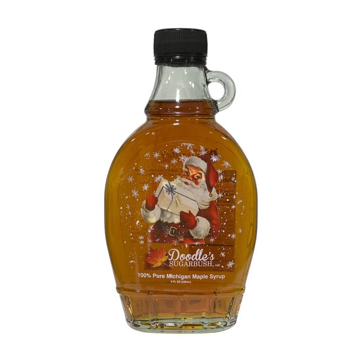 Doodle's Sugarbush, LLC - Pure Michigan Maple Syrup - Wholesale Maple Syrup - Santa Scene (Michigan Maple Syrup) - 8oz glass