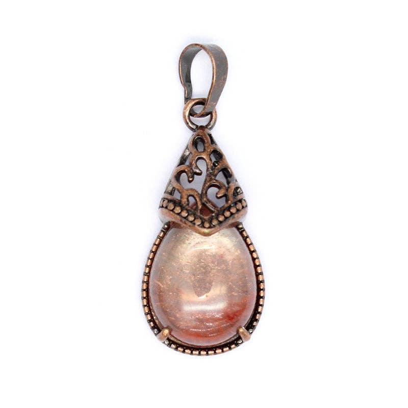 Mio Queena - Wholesale Individual Charm/Pendant - Drop-shaped Natural Stone Bronze Charms (Single Pendant) -CS7