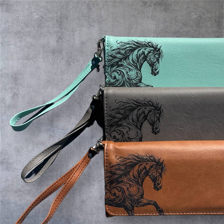 The Krafty Equestrian - Wholesale Wallet - Women's - Horse Design Womens Leatherette Wallet available in 3 colors