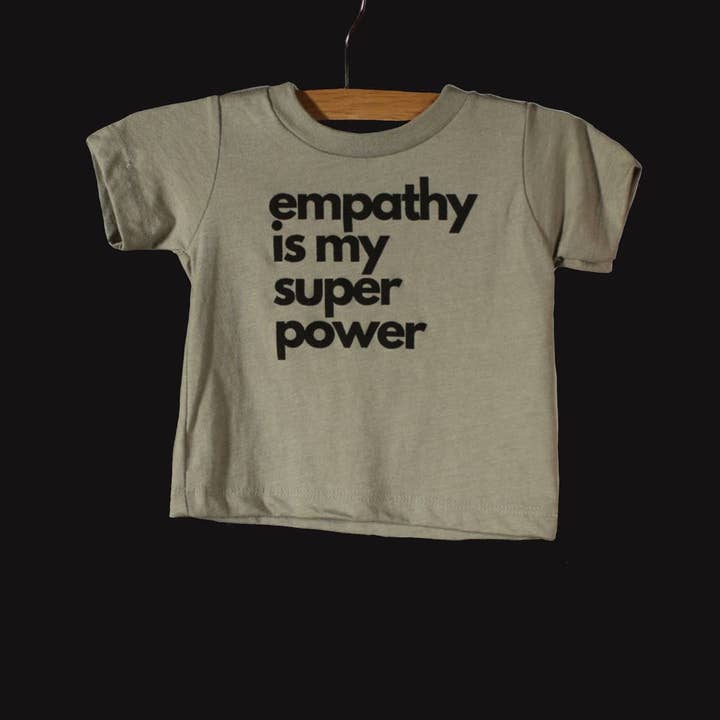 The Sly Violet - Venta al por mayor Camiseta serigrafiada - Niños - Empatía Super Power Baby & Toddler Tee - Sage Stone
