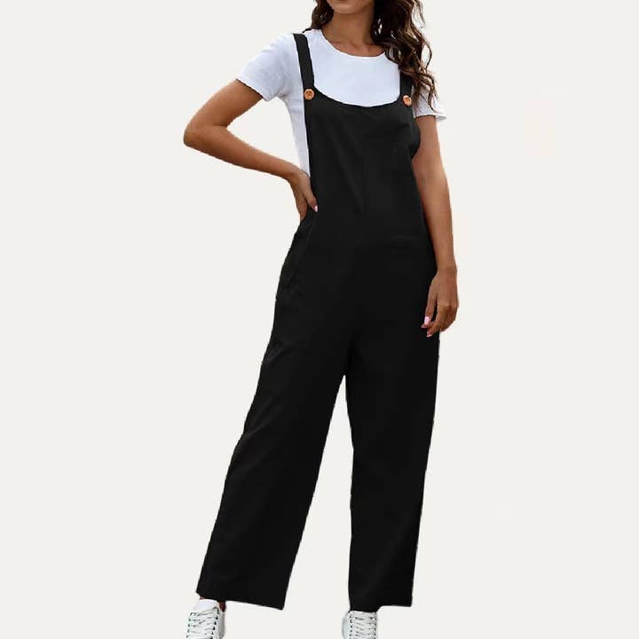 The Moment Collection - Wholesale Overalls - Women's - Cool Girl Solid Lightweight Wide-Leg Overall3