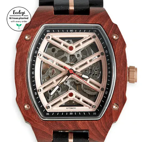 The Sustainable Watch Company - Vendita all'ingrosso Orologio da polso - Uomo - The Mahogany - Orologio da Polso Meccanico Vegano Artigianale in Legno1