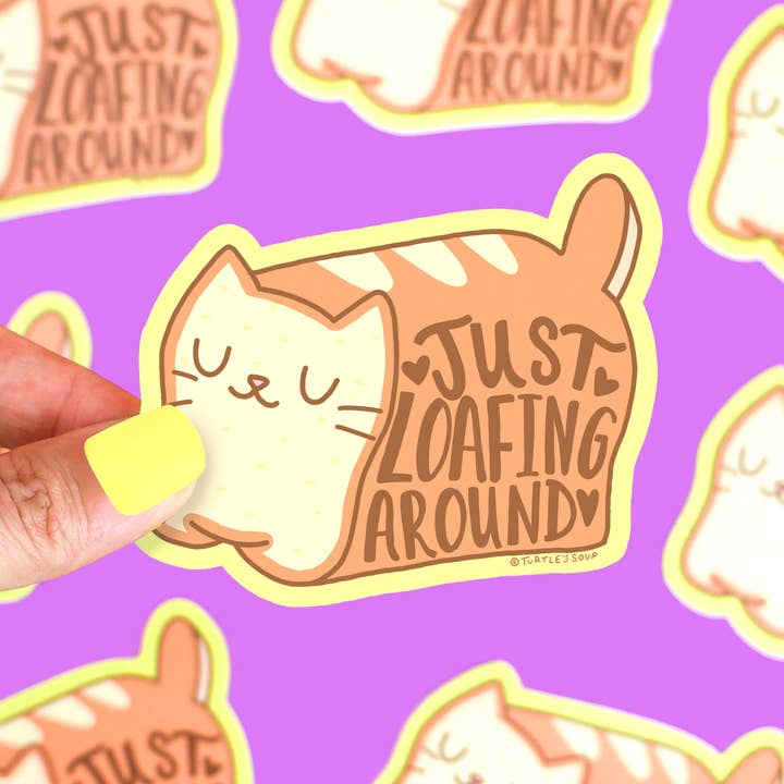 Turtle's Soup - Wholesale Sticker - Just Loafing Around Cat Pun Funny Laptop Vinyl Sticker