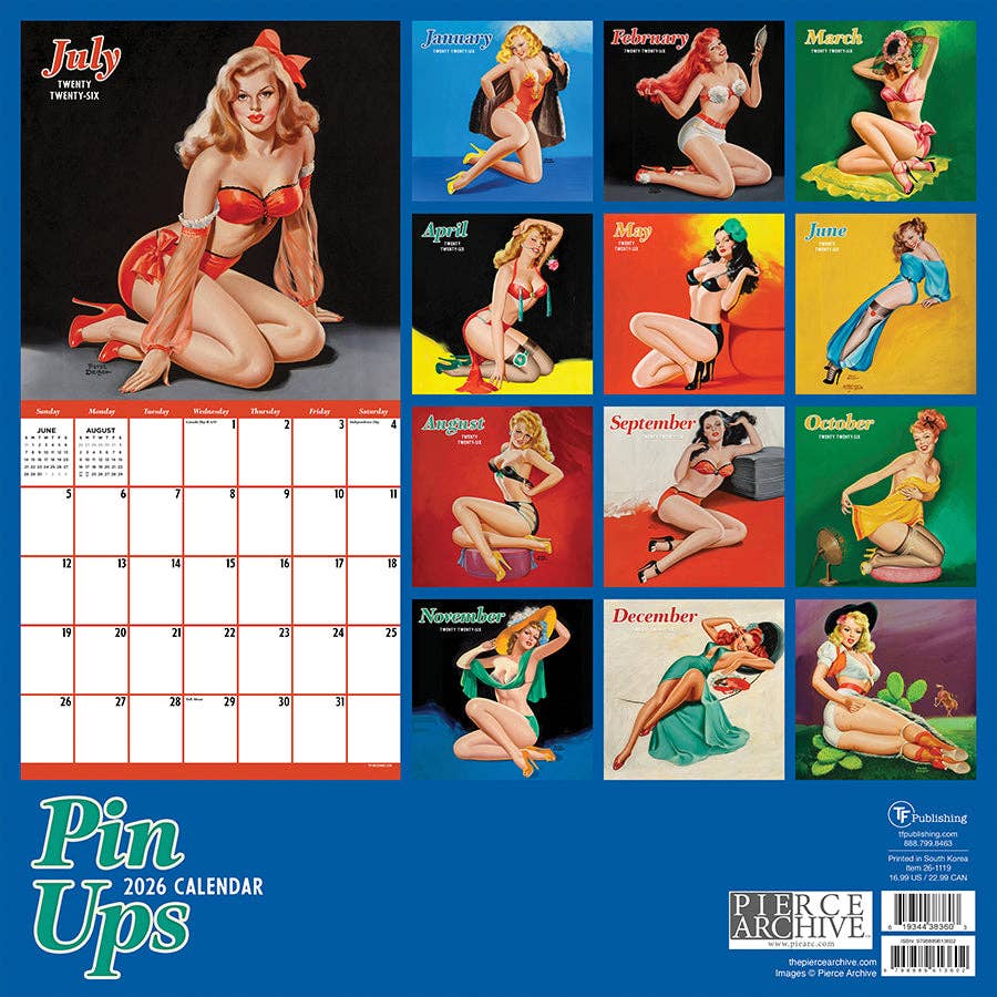 TF Publishing - Paper Goods - Wholesale Calendar - 2026 PinUps Wall Calendar4