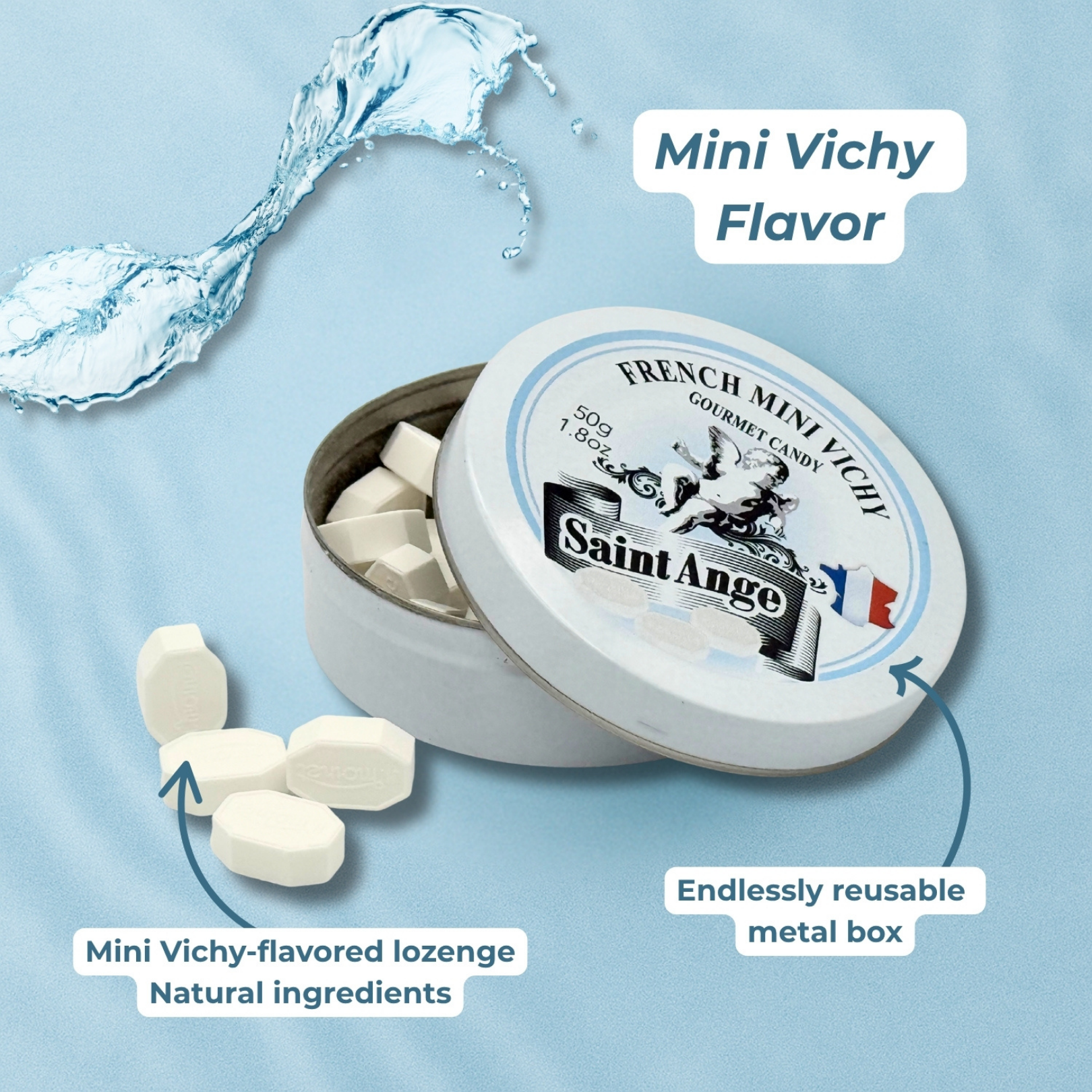 Bonbon USA France - Wholesale Hard Candy - Saint Ange Mini Bassin de Vichy - French Gourmet Candy Tin4