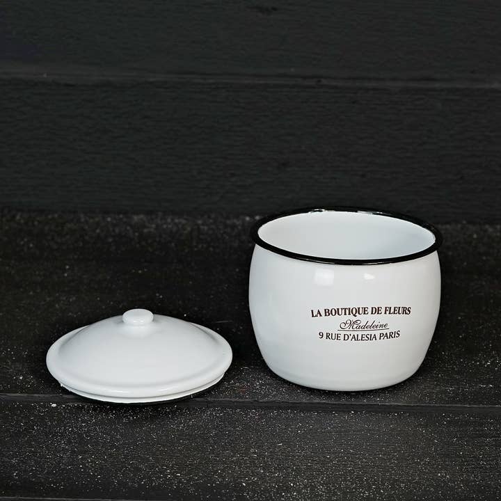 Impressive Enterprises, Inc. - Wholesale Canister - M5710- Enamelware Round Canister with Lid, 5"Dx5.5"H4