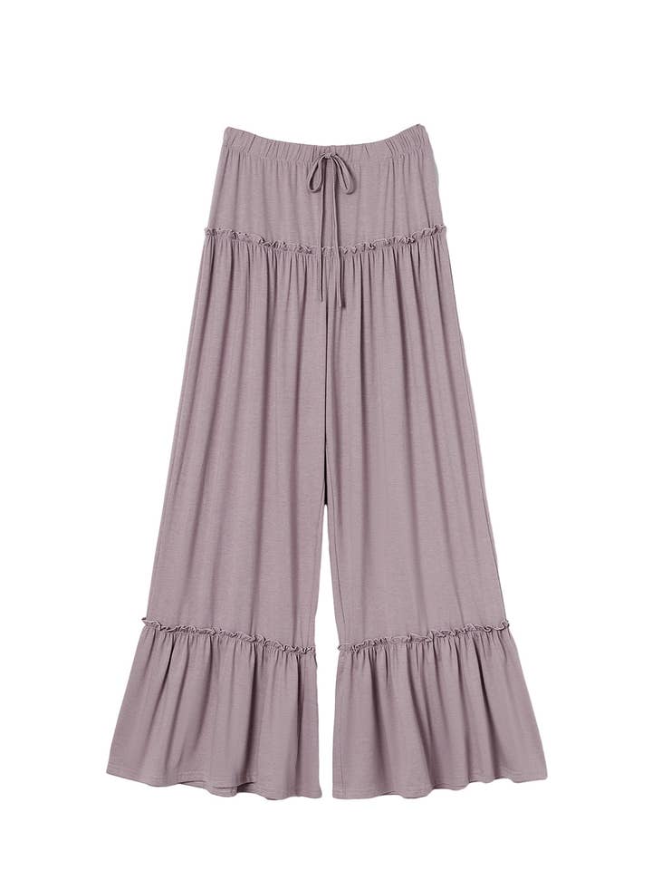 Khaki Frilled Wide Leg Pants for wholesale on Faire