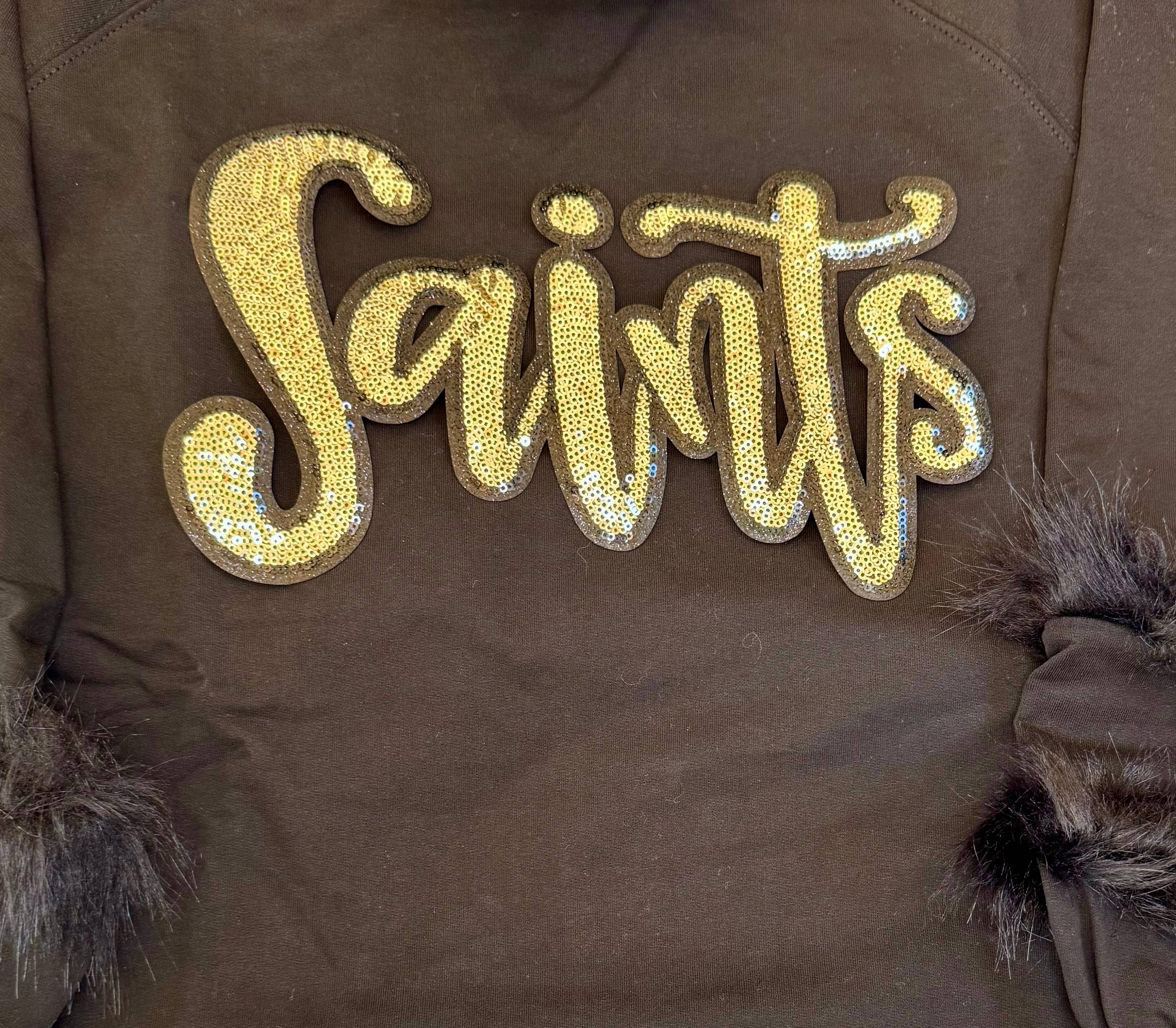 sequinandstiches - Wholesale Patch - Sequin Script Saints Patch: Black Glitter Iron On Applique, School Mascot4