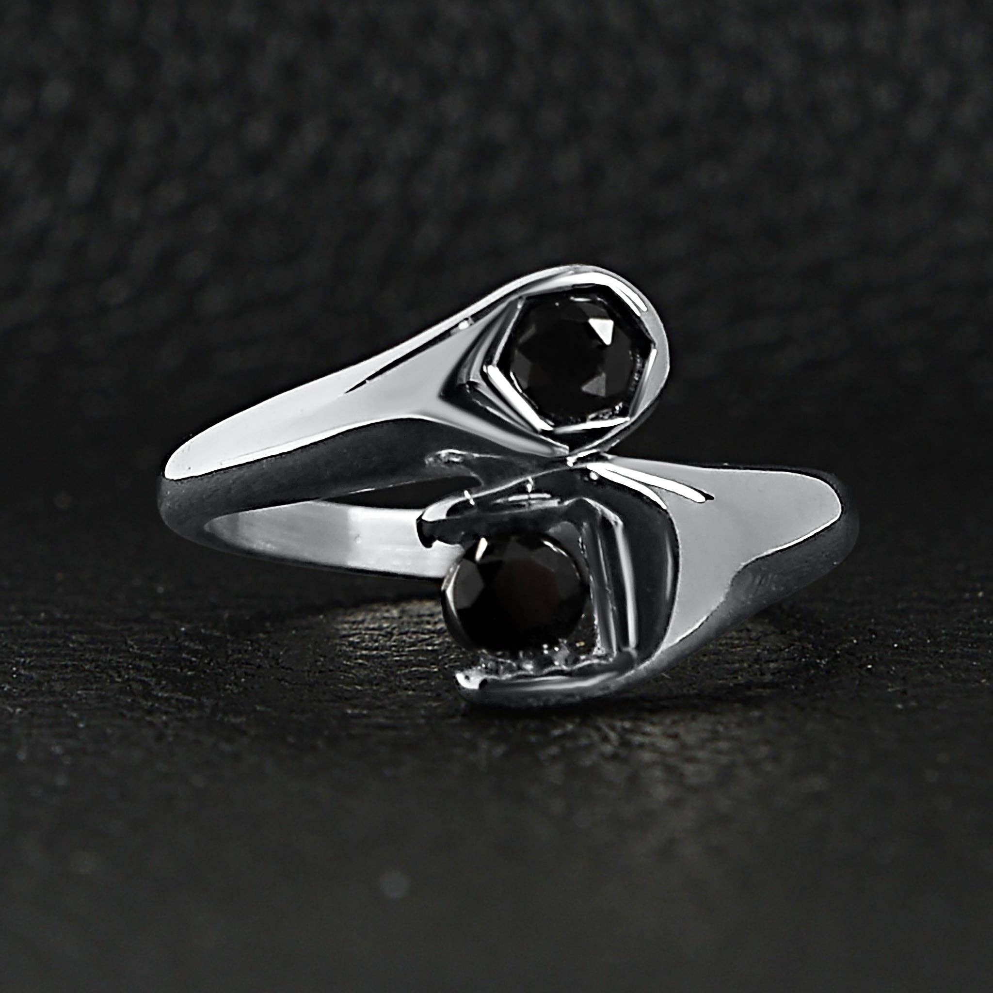 WJW - Wholesale Cocktail/Statement Ring - CZ Wrench Polished Stainless Steel Ring5