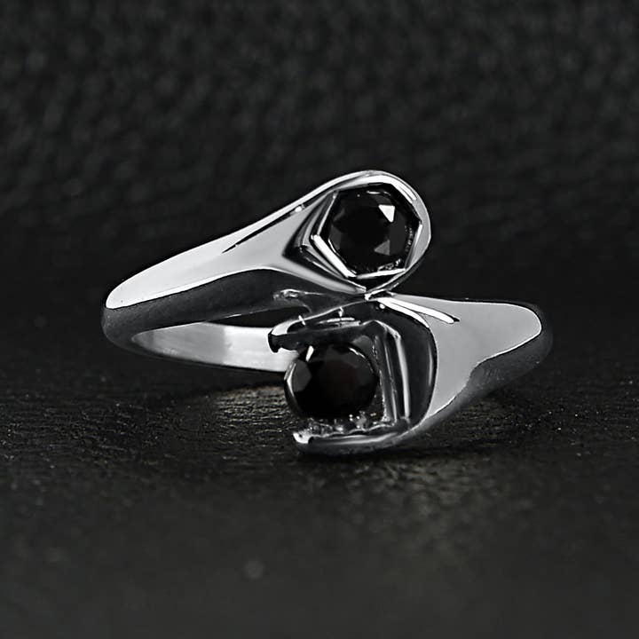 WJW - Wholesale Cocktail/Statement Ring - CZ Wrench Polished Stainless Steel Ring5