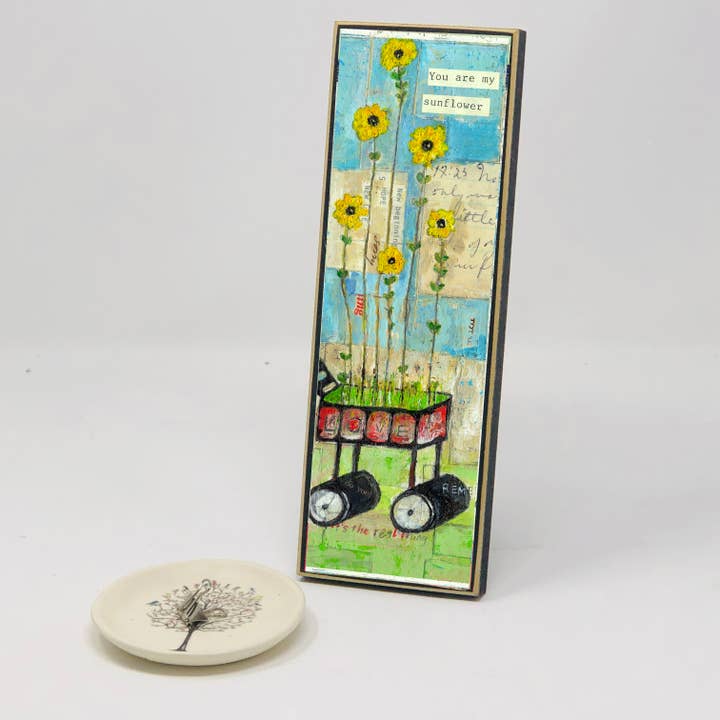 Sunflower 9x3 desk plaque for wholesale by Vintage Girl Designs LLC